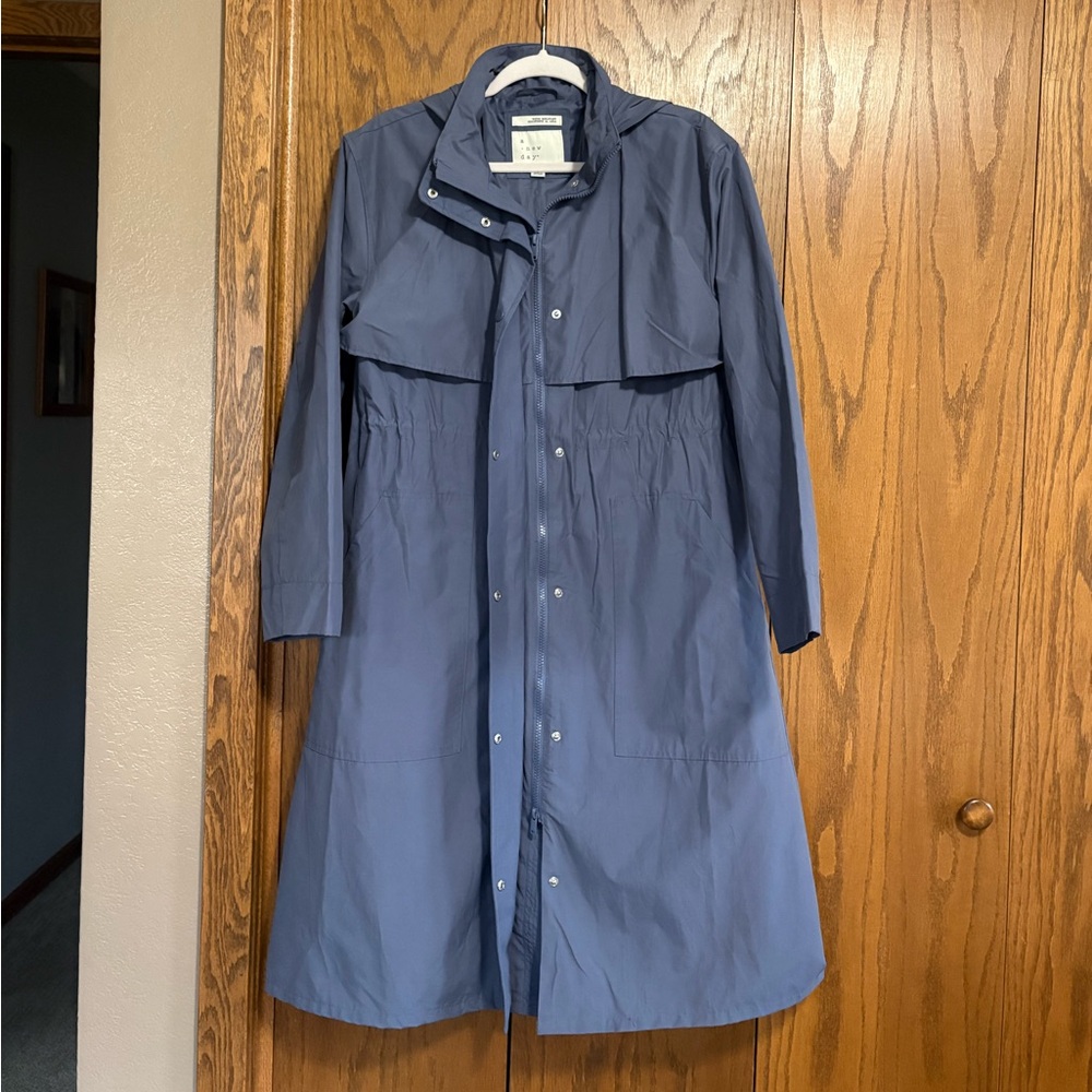 a new day Dusty Blue Water Resistent Trench Coat